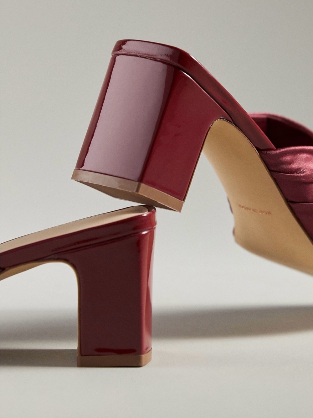 Anthropologie Satin Burgundy Square-Toe Mules - Picture 5 of 12